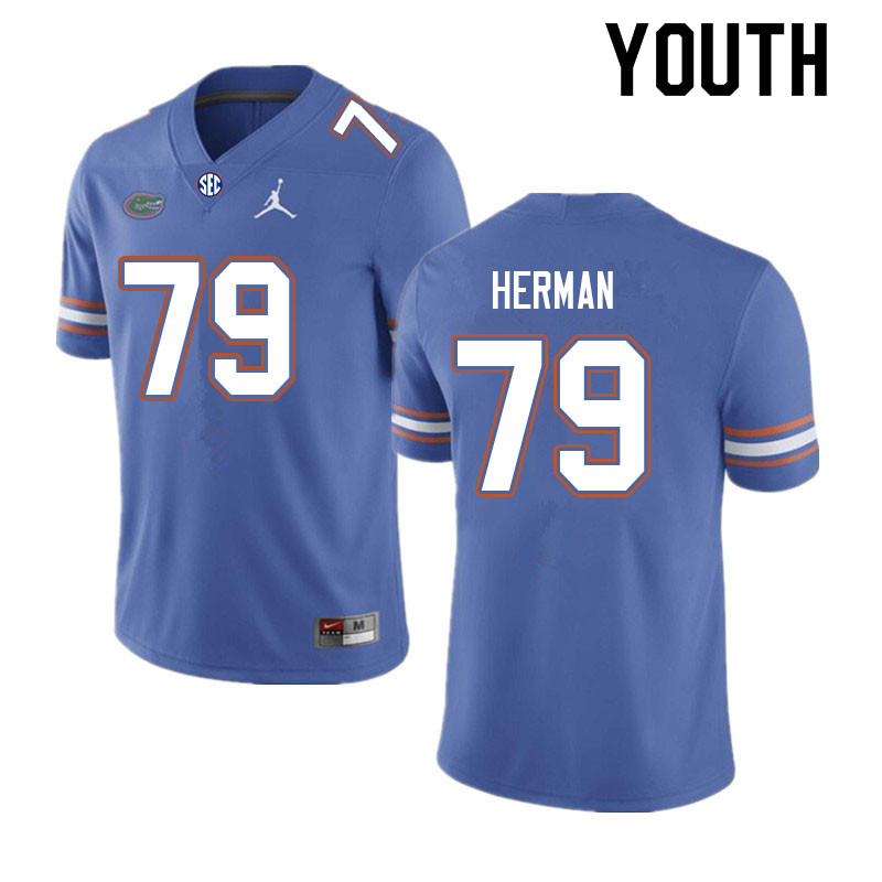 Youth #79 Jordan Herman Florida Gators College Football Jerseys Sale-Royal - Click Image to Close
